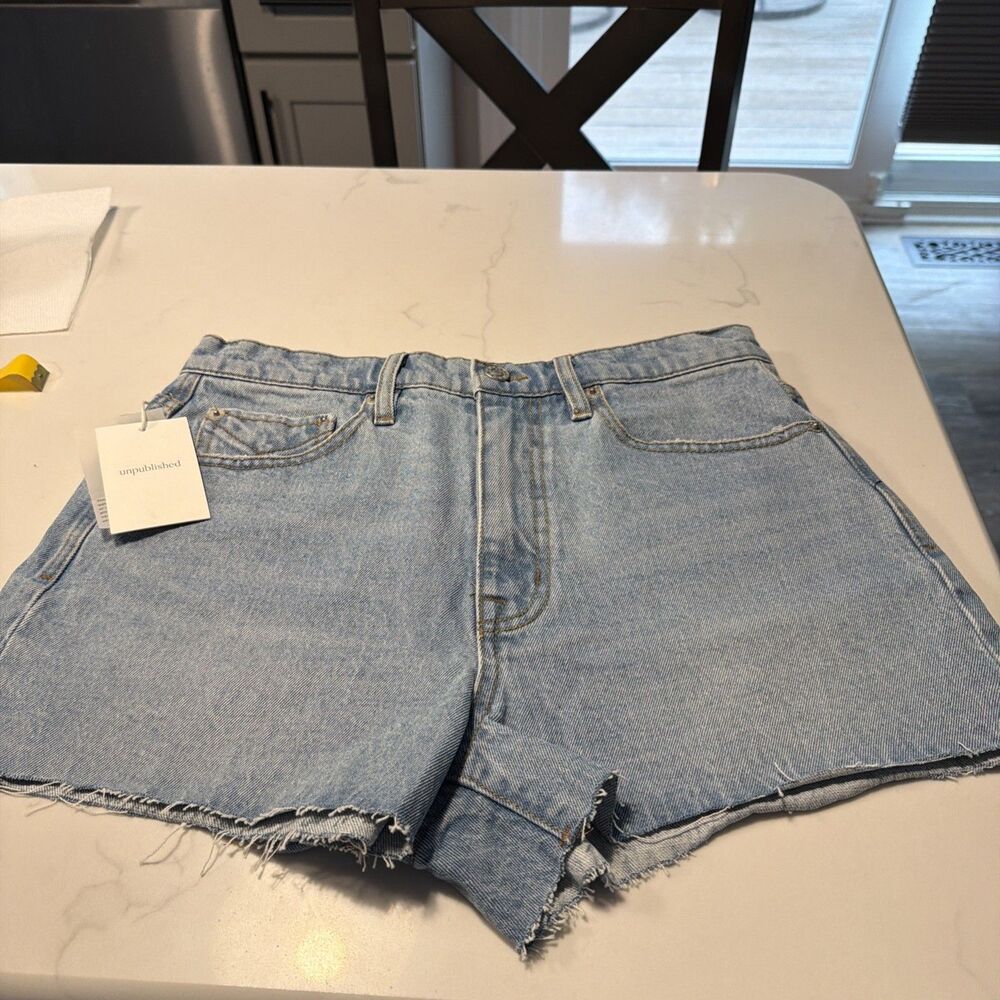 Unpublished x Anthropologie Tessa High Waist Mom Fit Vintage Cut Denim Shorts 29